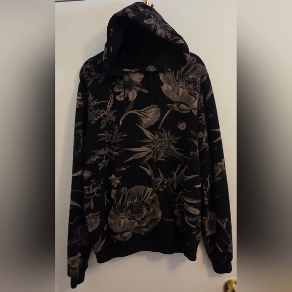 Men's Black Floral Hoodie - Picture 3 of 7